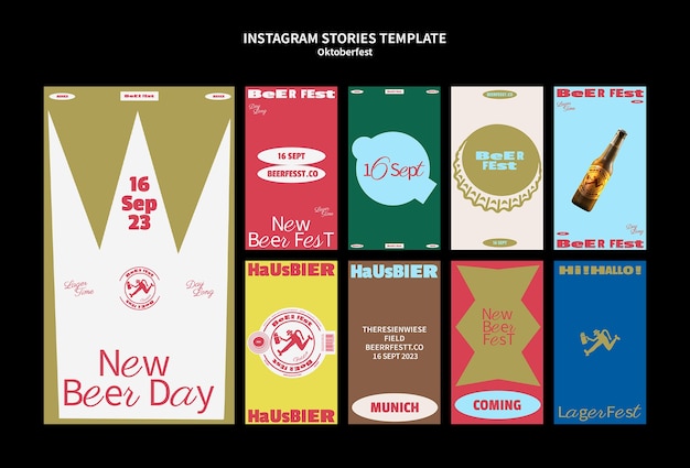 Histórias do instagram da oktoberfest de design plano