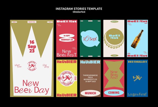 Histórias do instagram da oktoberfest de design plano