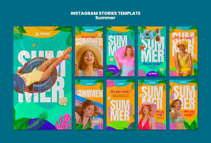 PSD grátis histórias do instagram da temporada de verão