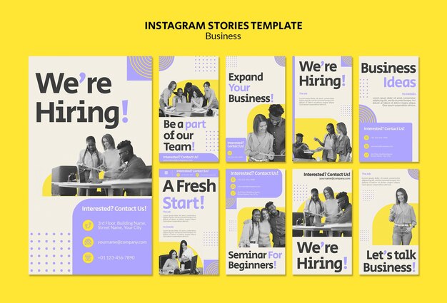 Histórias do instagram da web de negócios