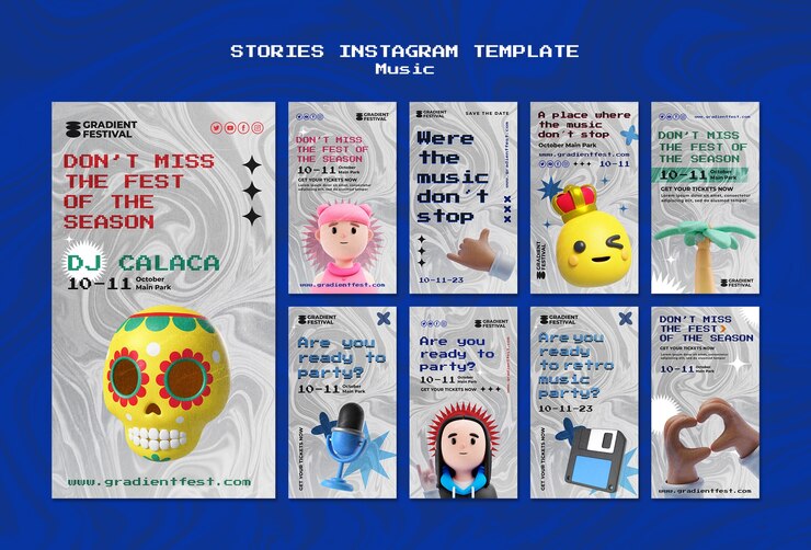 PSD grátis histórias do instagram de apresentações musicais