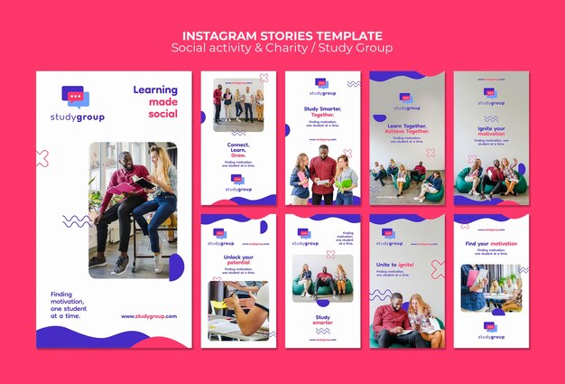 Histórias do instagram de atividades sociais de design plano