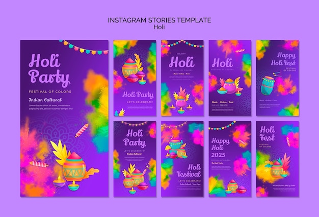 Histórias do instagram de celebração do festival holi