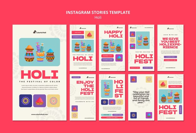 Histórias do instagram de celebração do festival Holi