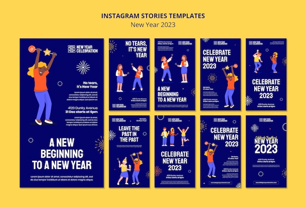 Histórias do instagram de comemoração do ano novo de 2023