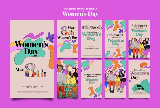 Histórias do instagram de comemoração do dia da mulher