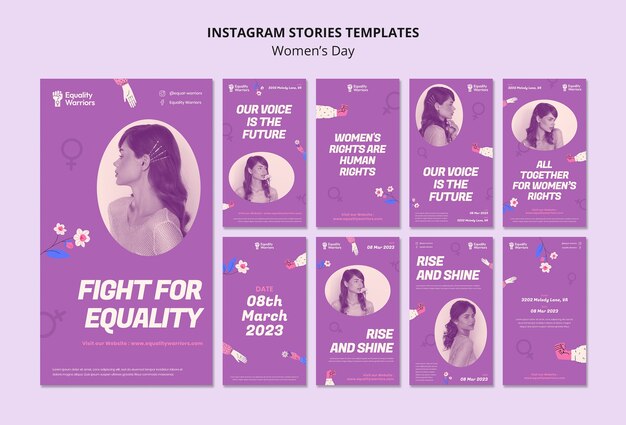 Histórias do instagram de comemoração do dia da mulher