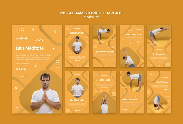 PSD grátis histórias do instagram de conceito de meditação