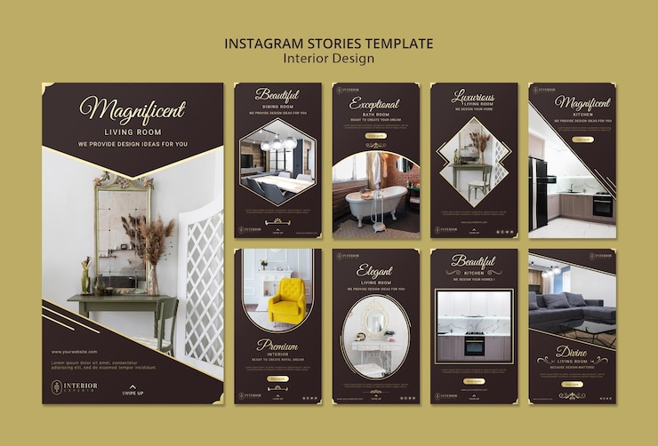 PSD grátis histórias do instagram de design de interiores