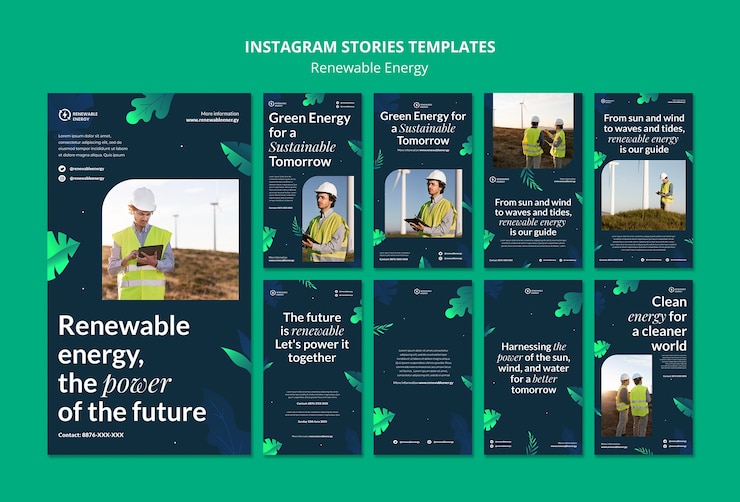 PSD grátis histórias do instagram de energia renovável