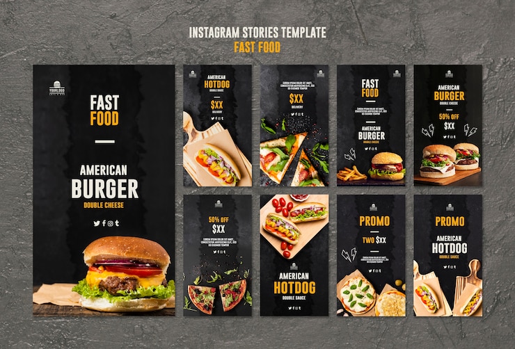 PSD grátis histórias do instagram de fast food