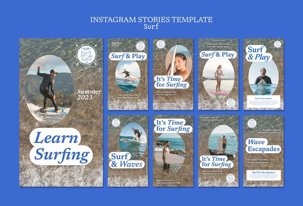 Histórias do instagram de hobby de surf