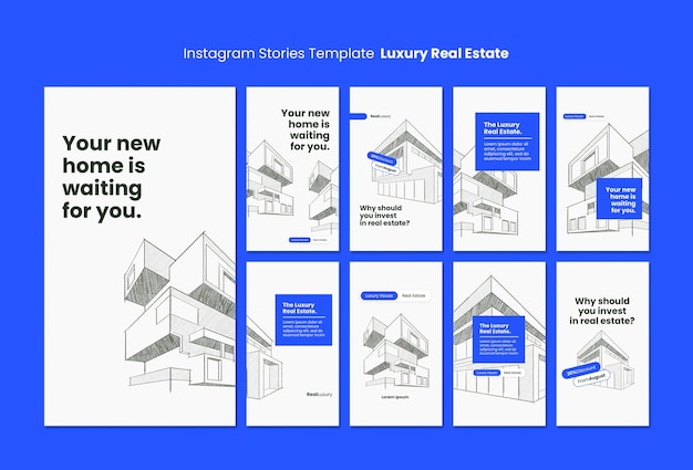 PSD grátis histórias do instagram de imóveis de luxo