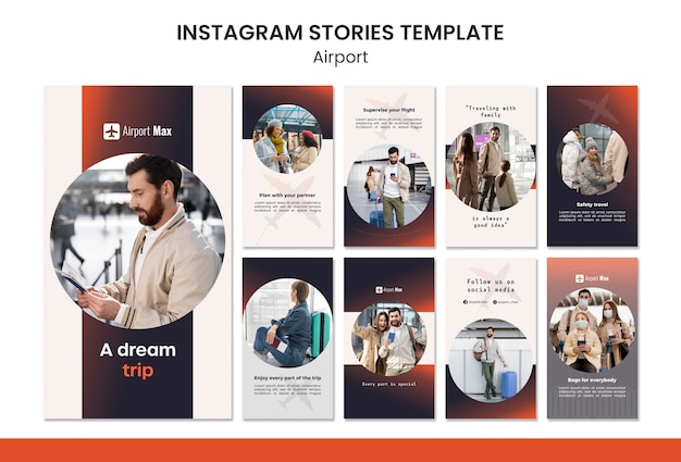 Histórias do instagram de negócios no aeroporto