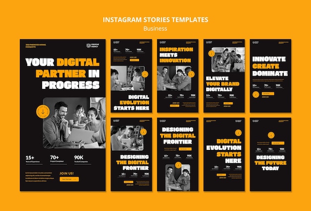 Histórias do instagram de plano de negócios de design plano