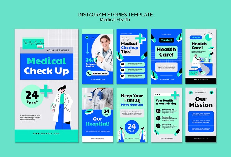 PSD grátis histórias do instagram de saúde médica