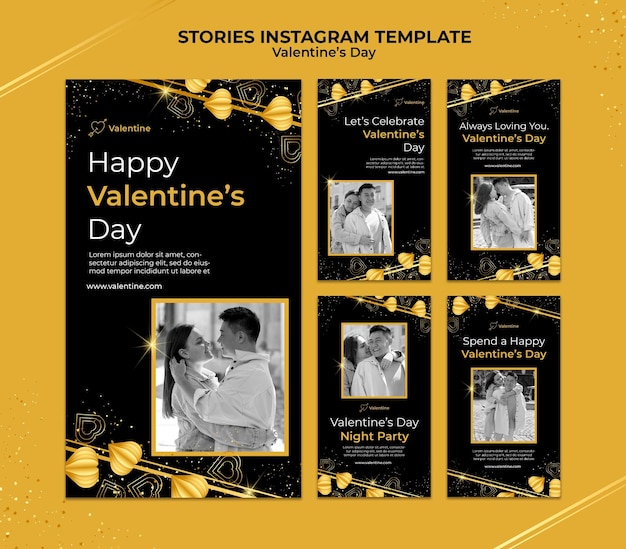 Histórias do instagram do dia dos namorados com detalhes dourados