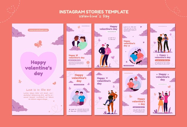 Histórias do Instagram do Dia dos Namorados ilustradas