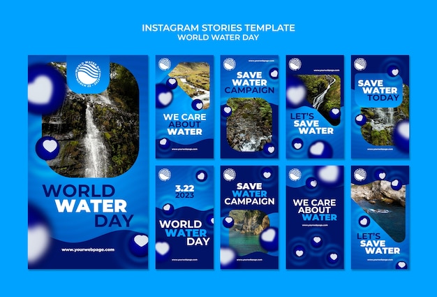 PSD grátis histórias do instagram do dia mundial da água