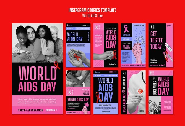 PSD grátis histórias do instagram do dia mundial da aids