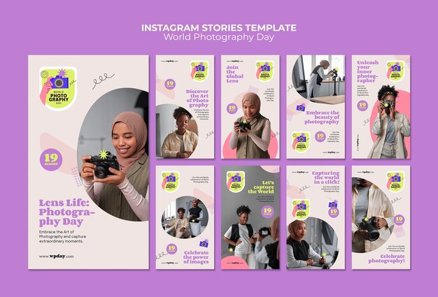 Histórias do instagram do dia mundial da fotografia