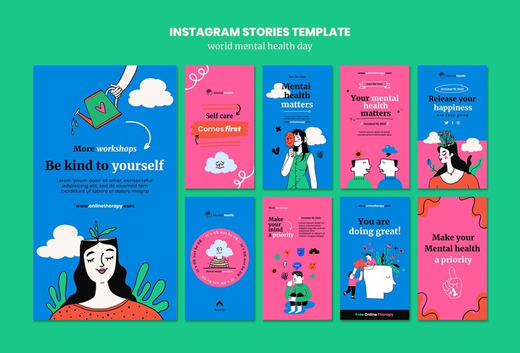 PSD grátis histórias do instagram do dia mundial da saúde mental