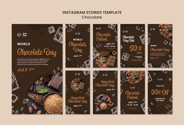 Histórias do instagram do dia mundial do chocolate