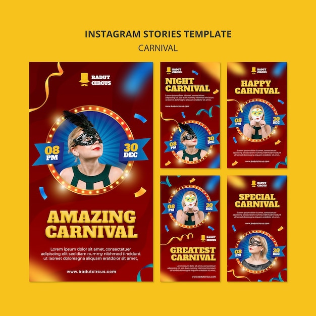 Histórias festivas de carnaval no Instagram