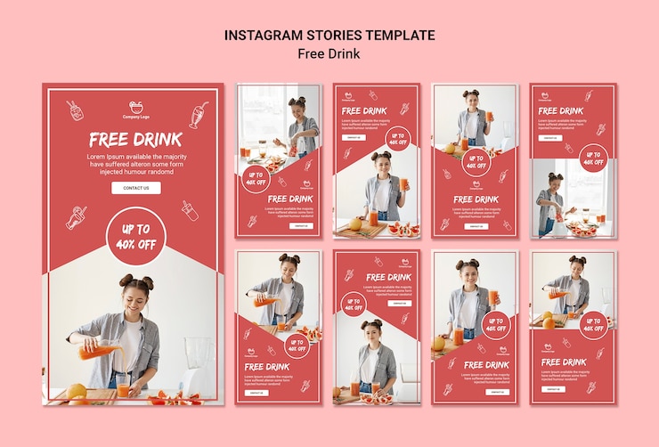 PSD grátis histórias gratuitas do instagram de bebidas