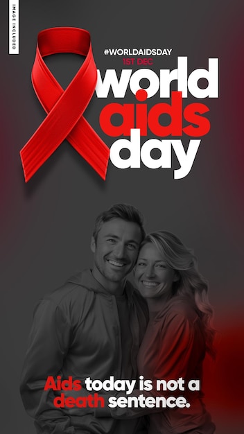 PSD grátis histórias nas redes sociais dia mundial da aids, todos juntos nesta luta