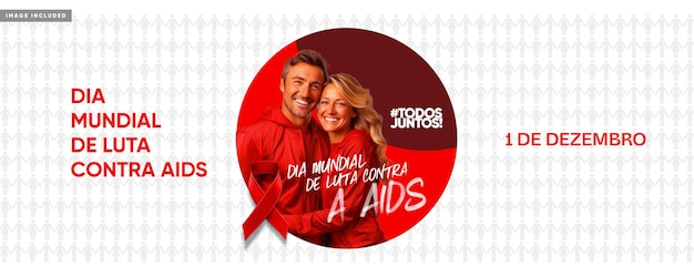 PSD grátis histórias nas redes sociais dia mundial da aids todos juntos