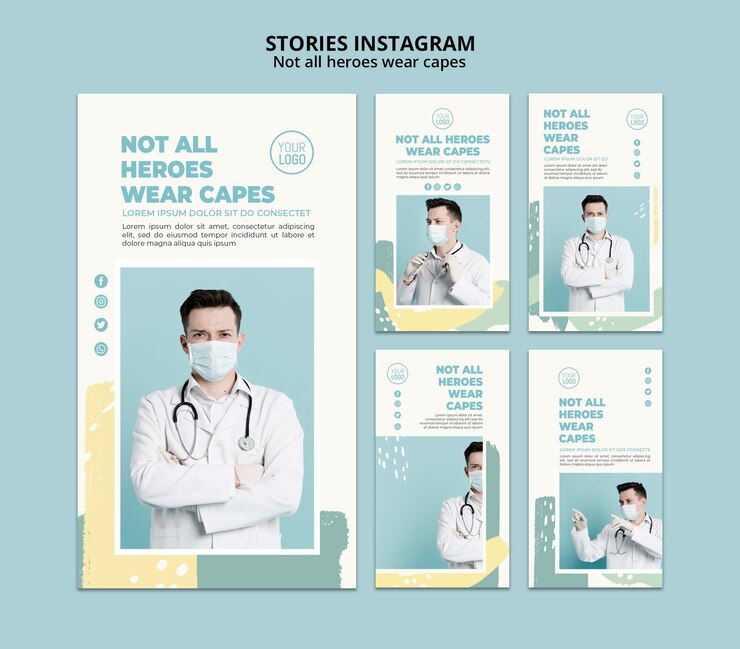 PSD grátis histórias profissionais médicas instagram