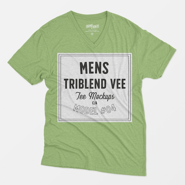 PSD grátis homem triblend vee tee mockup 04