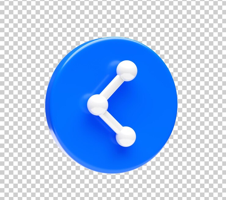 PSD grátis icona de compartilhamento de link no elemento de símbolo de bolha azul ilustração 3d