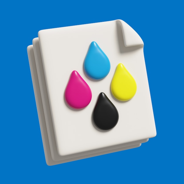 Ícone 3d com gotas de tinta