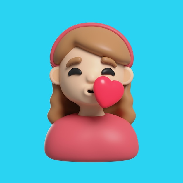 Ícone 3d de emoji de avatar de menina