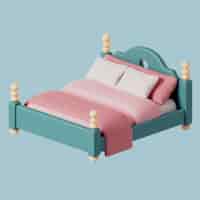 PSD grátis Ícone 3d de móveis com cama e travesseiros