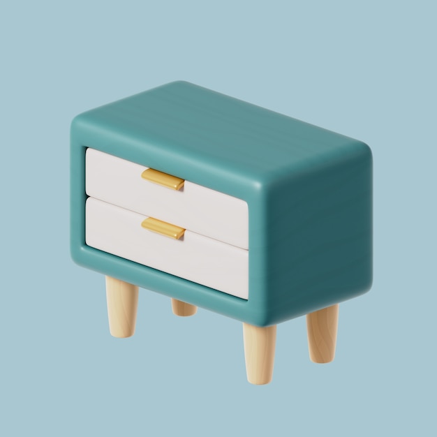 ícone 3D de móveis com mesa de cabeceira