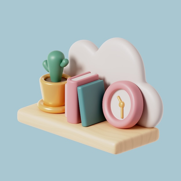 ícone 3D de móveis com prateleira