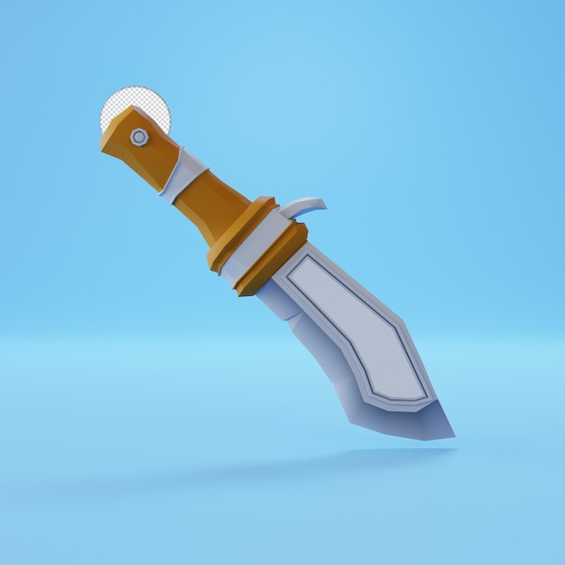 Ícone de ativo de jogo de faca isolado renderização 3d ilustração