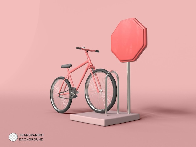 Ícone de bicicleta isolado renderização 3d ilustração