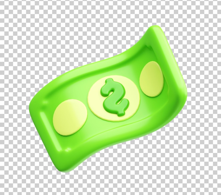 PSD grátis ícone de bilhete de dólar verde 3d com curvas lisas isoladas