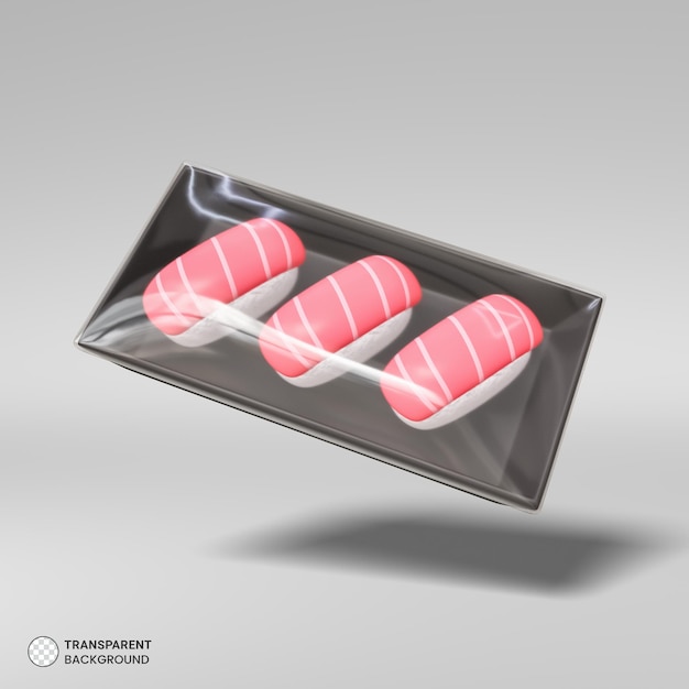 PSD grátis Ícone de caixa de sushi japonês tradicional isolado ilustração de renderização 3d