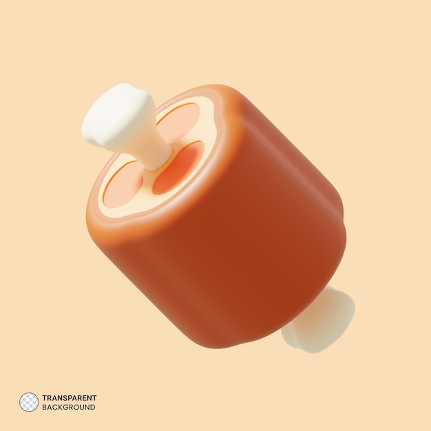 Ícone de carne isolado renderização 3d ilustração