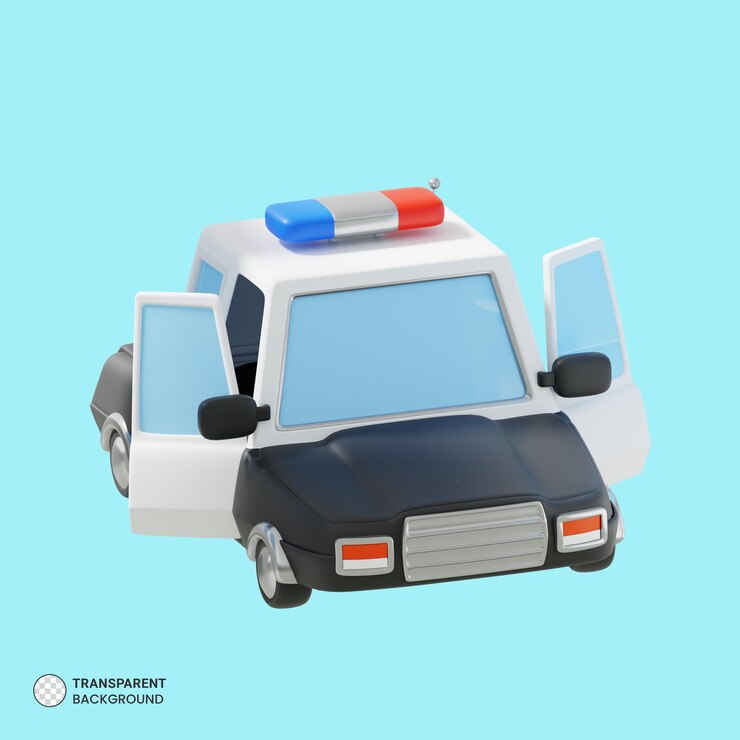 PSD grátis ícone de carro de polícia ilustração de renderização 3d isolada