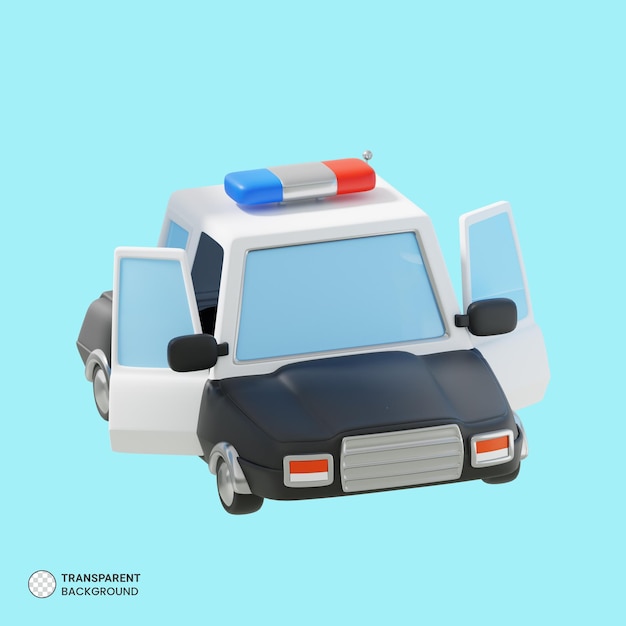 PSD grátis Ícone de carro de polícia isolado 3d render ilustração