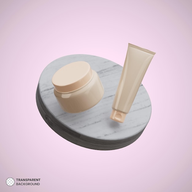 Ícone de conjunto de embalagens de cosméticos isolado ilustração de renderização 3d