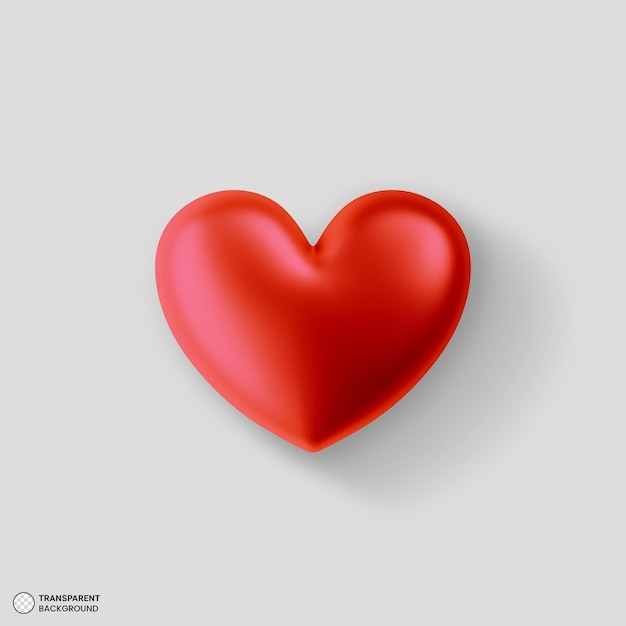 Ícone de coração vermelho brilhante 3d render ilustração