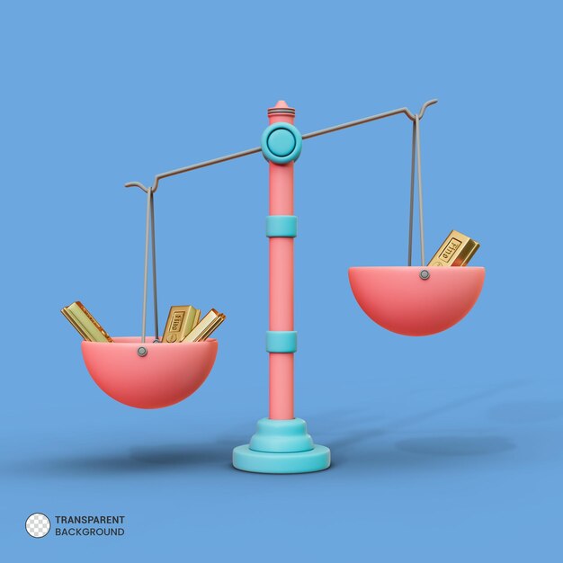 Ícone de escala de medição de peso isolado 3d render ilustração