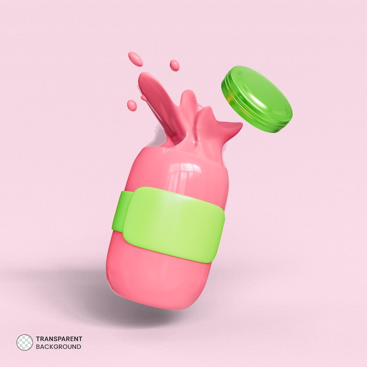 PSD grátis ícone de garrafa de suco de frutas tropicais isolado ilustração de renderização 3d